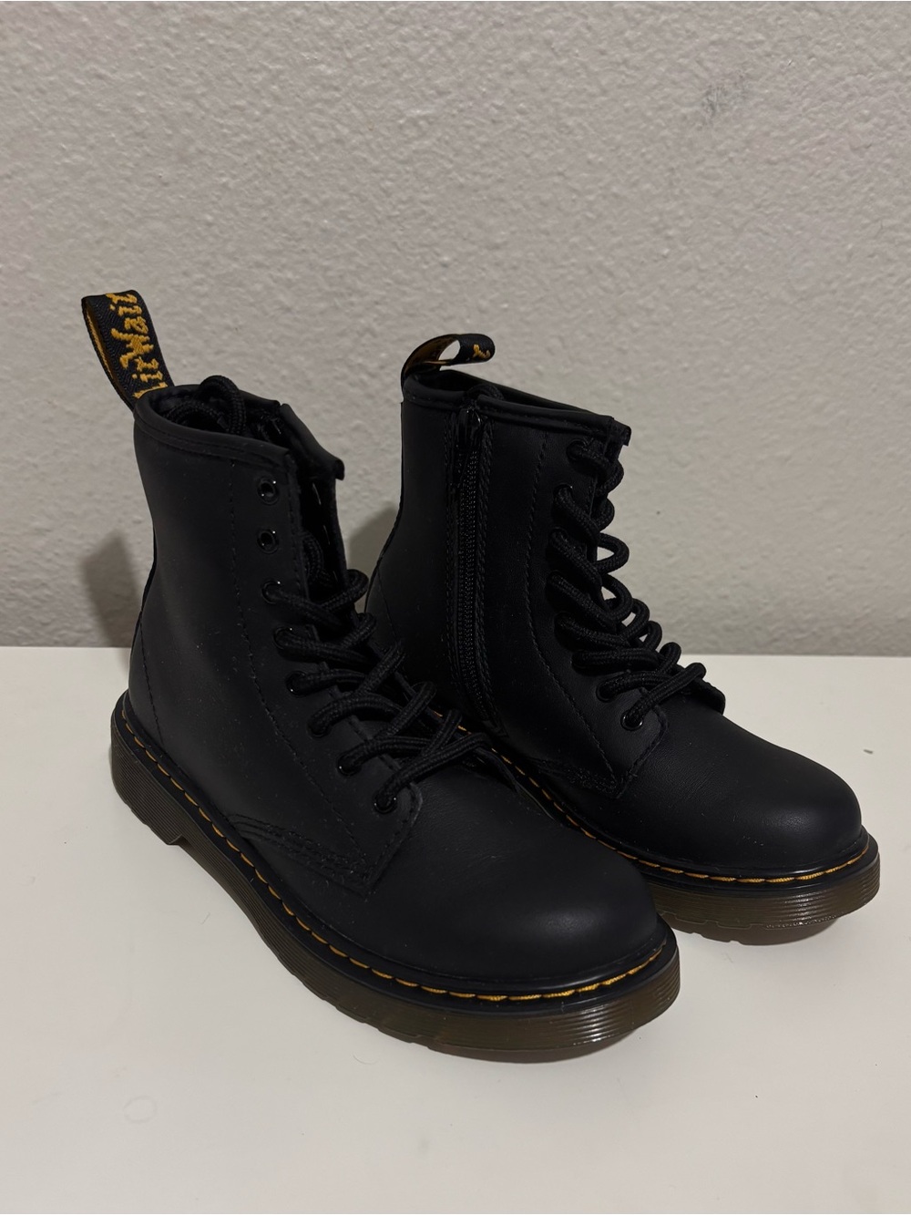 Doc Martens Black Kids Lace-Up Zip Combat Boots like new condition